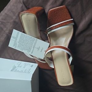 NWT The Drop Women's Avery Square Toe Two Strap High Heeled Sandal with box